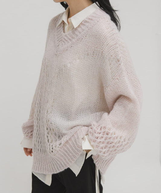 透視亮片針織衫