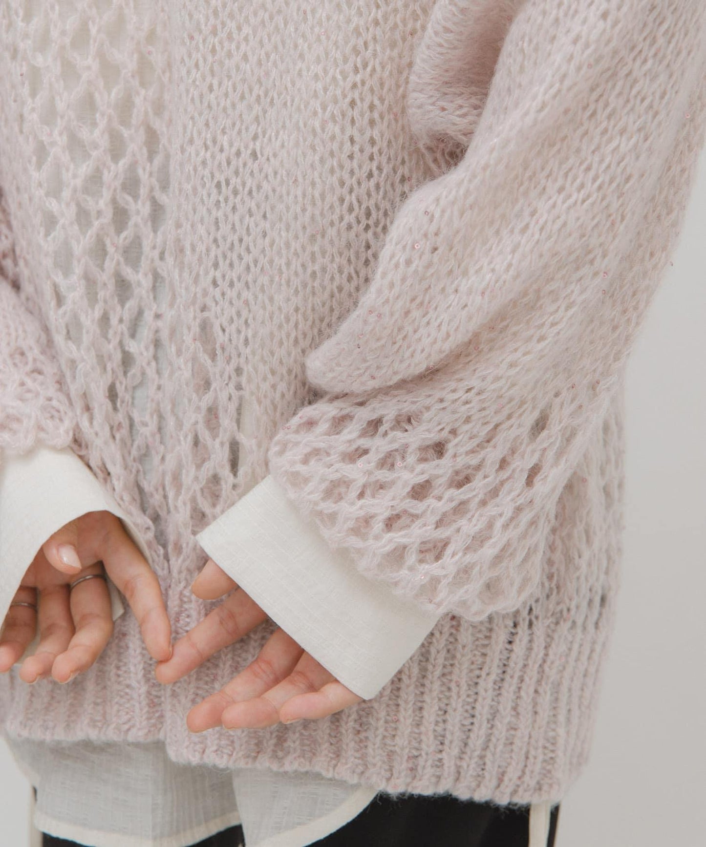 透視亮片針織衫