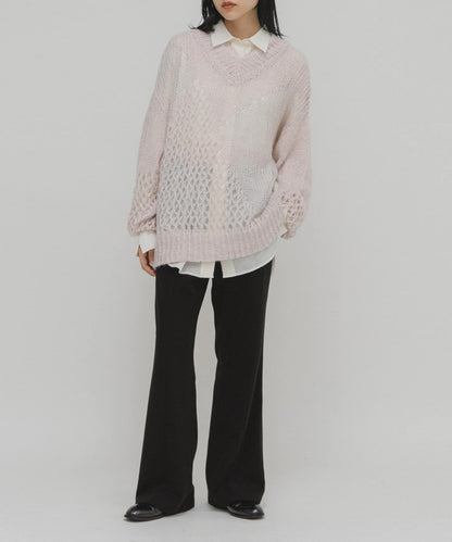 透視亮片針織衫