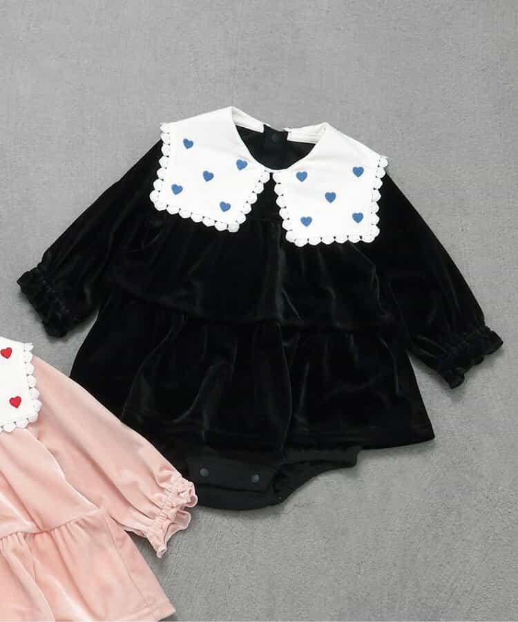 愛心領口刺繡層疊連體衣