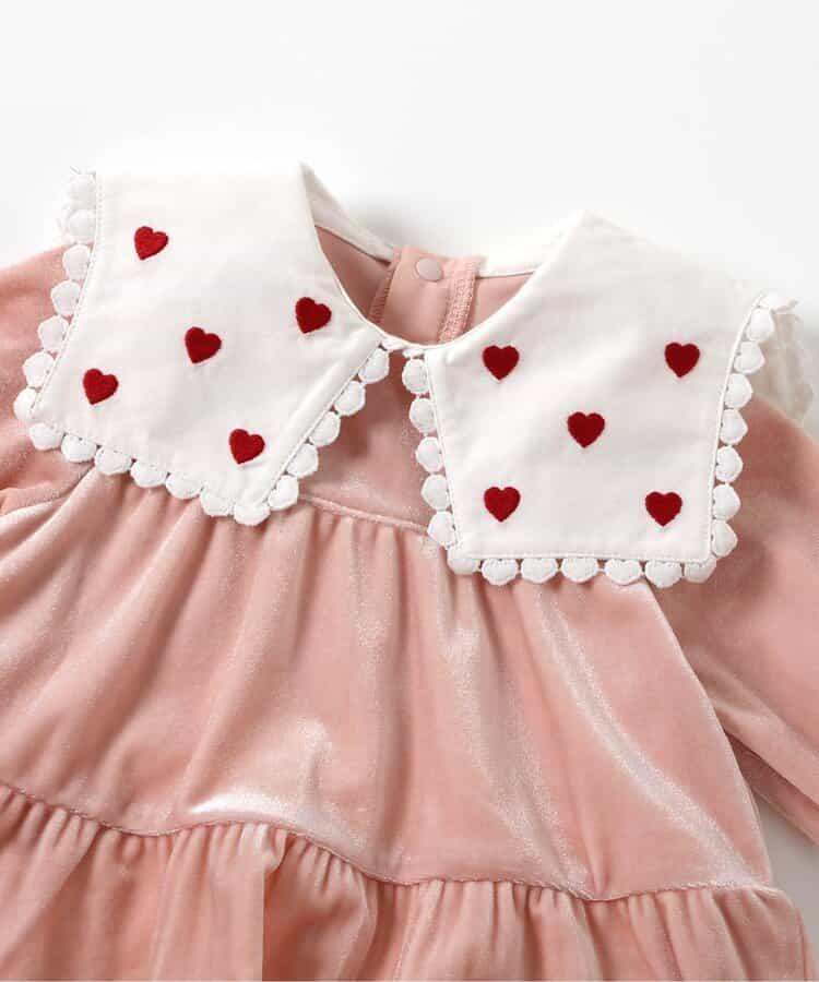 愛心領口刺繡層疊連體衣