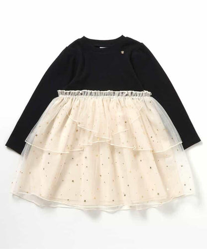 花瓣網紗蝴蝶結揹帶連衣裙