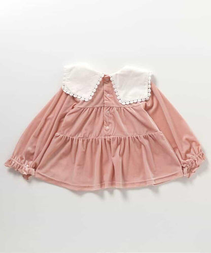 愛心領口刺繡層疊長款上衣