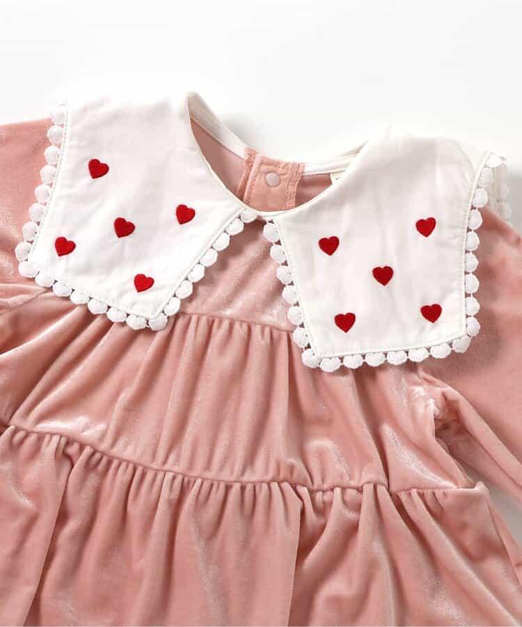 愛心領口刺繡層疊長款上衣