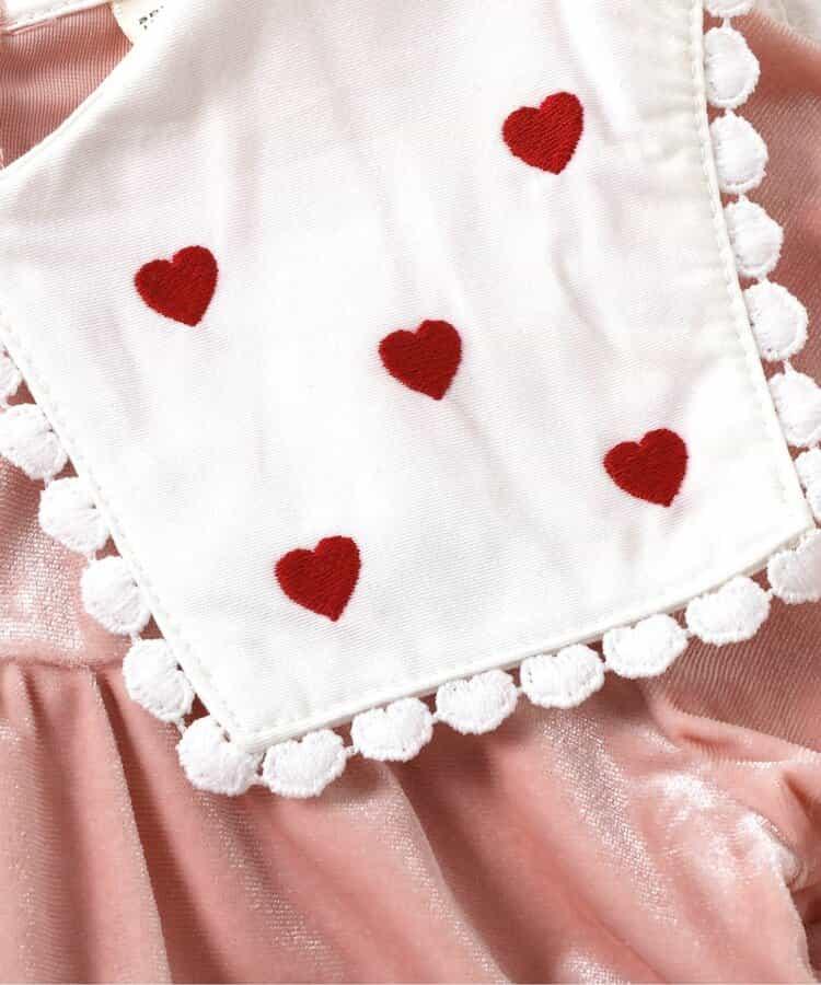 愛心領口刺繡層疊長款上衣