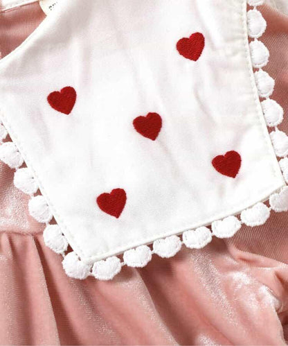 愛心領口刺繡層疊長款上衣