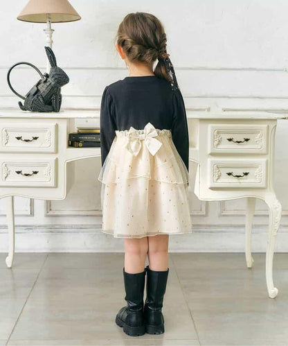 花瓣網紗蝴蝶結揹帶連衣裙