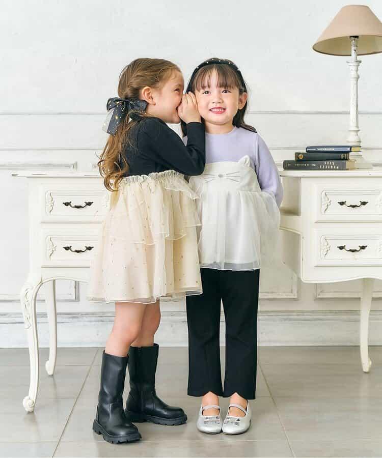 花瓣網紗蝴蝶結揹帶連衣裙