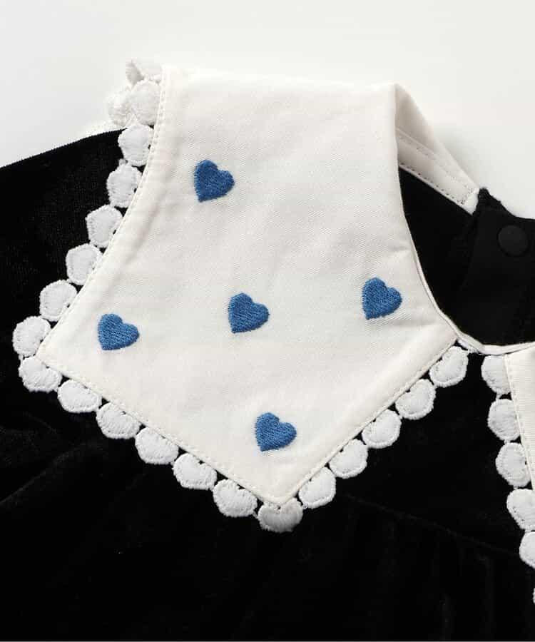 愛心領口刺繡層疊連體衣