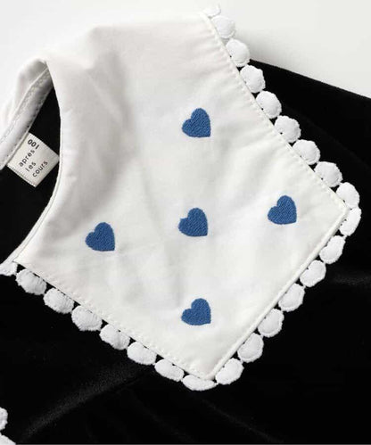 愛心領口刺繡層疊長款上衣