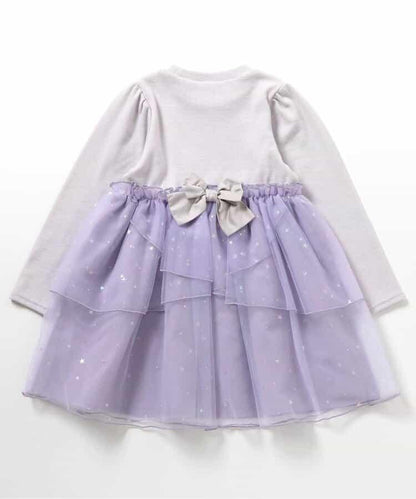 花瓣網紗蝴蝶結揹帶連衣裙