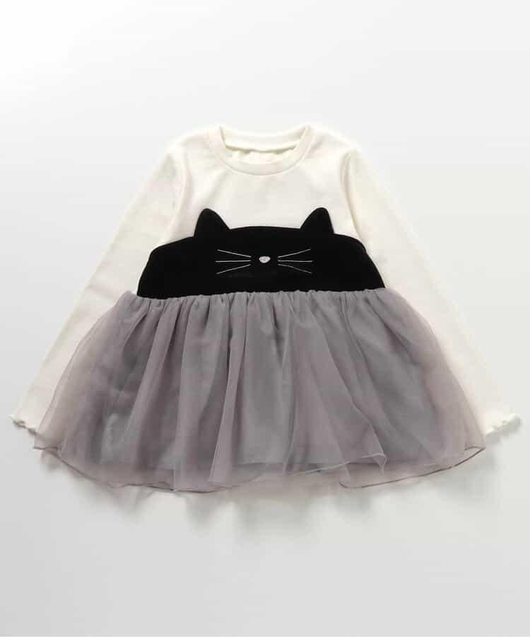 貓元素網紗拼接上衣