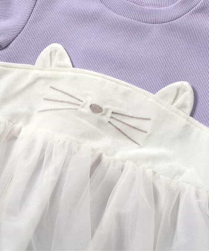 貓元素網紗拼接上衣