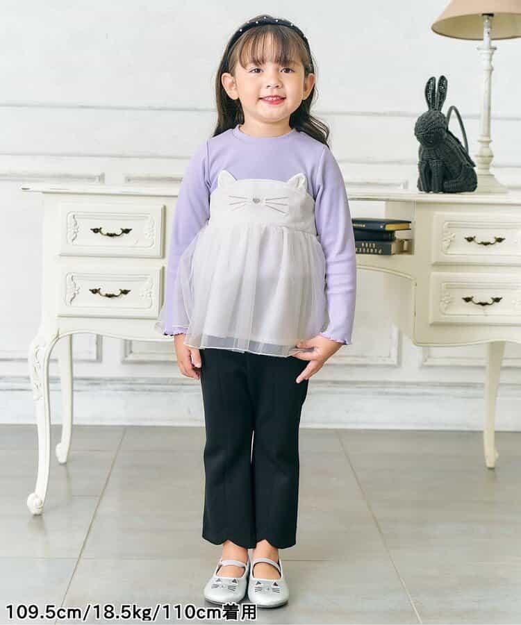 貓元素網紗拼接上衣