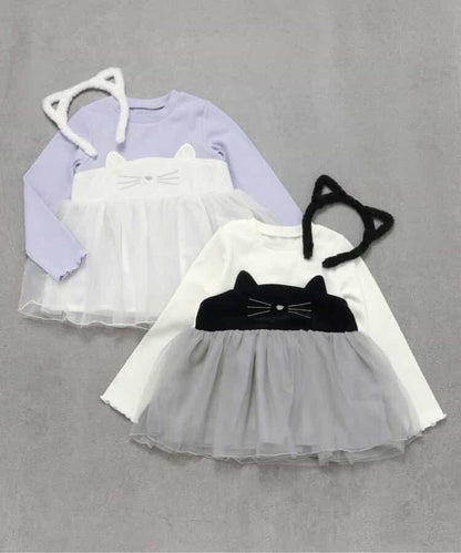 貓元素網紗拼接上衣