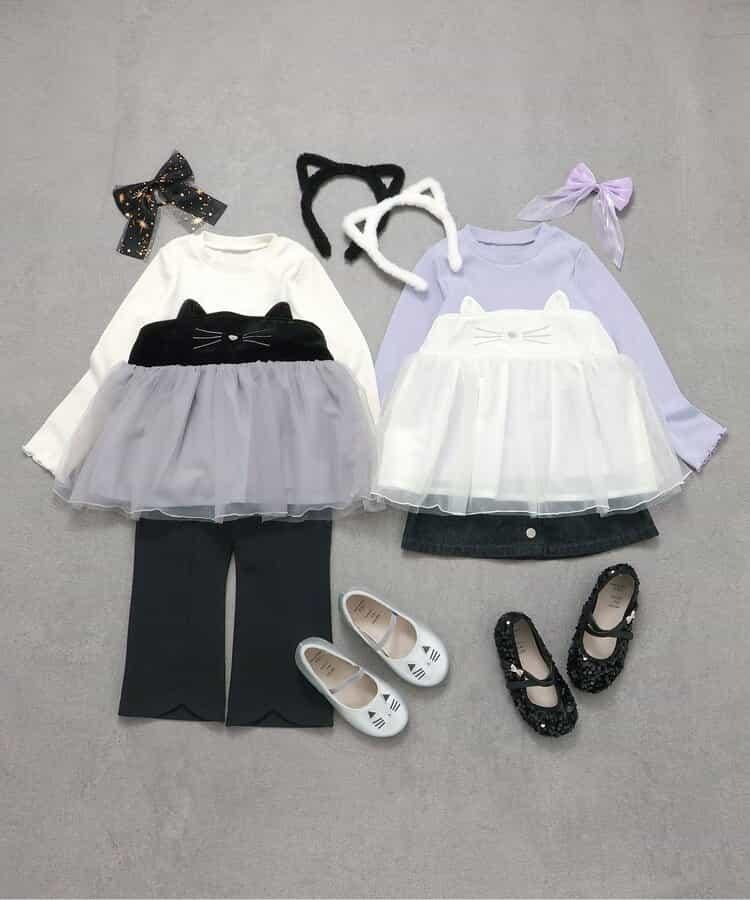 貓元素網紗拼接上衣