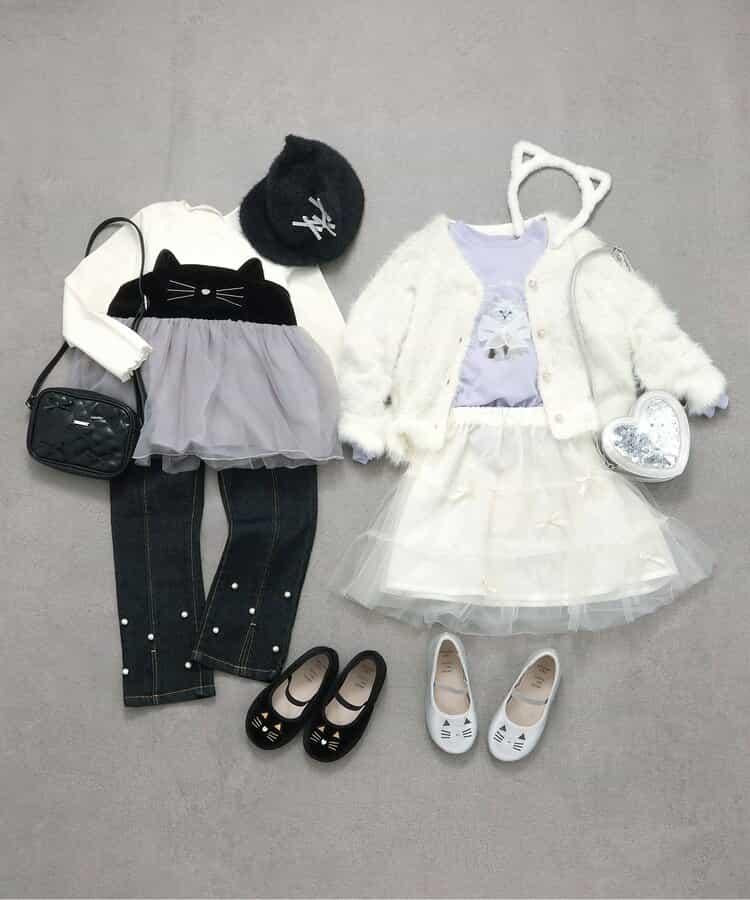 貓元素網紗拼接上衣