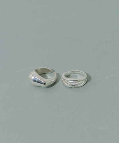 金屬質感豐盈雙件套戒指