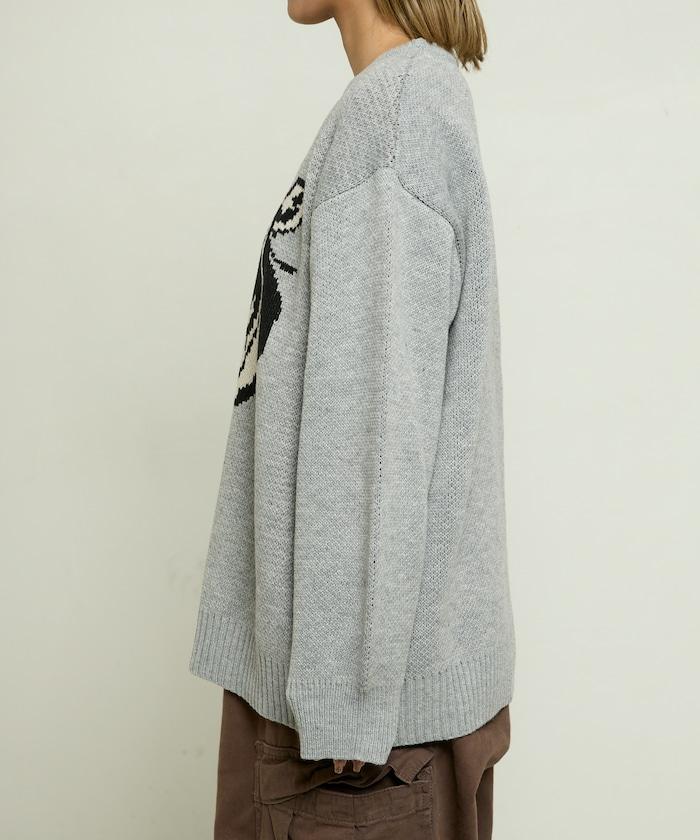 動物提花寬鬆針織衫