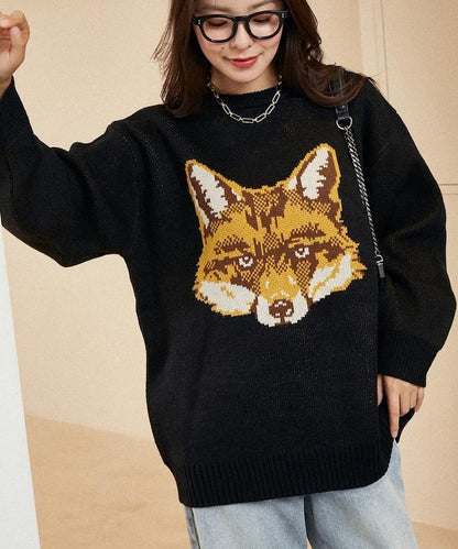 動物提花寬鬆針織衫