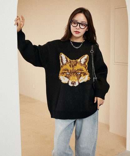 動物提花寬鬆針織衫