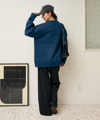 動物提花寬鬆針織衫