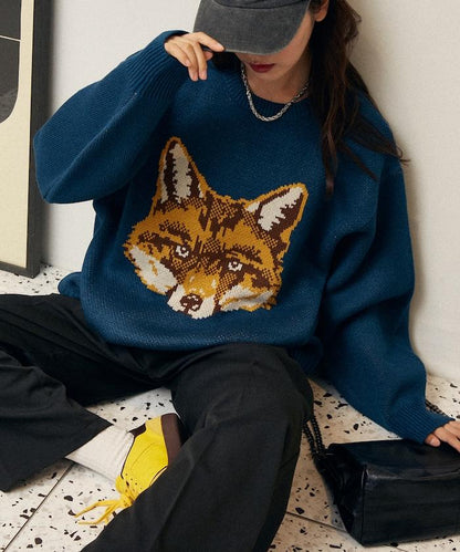 動物提花寬鬆針織衫