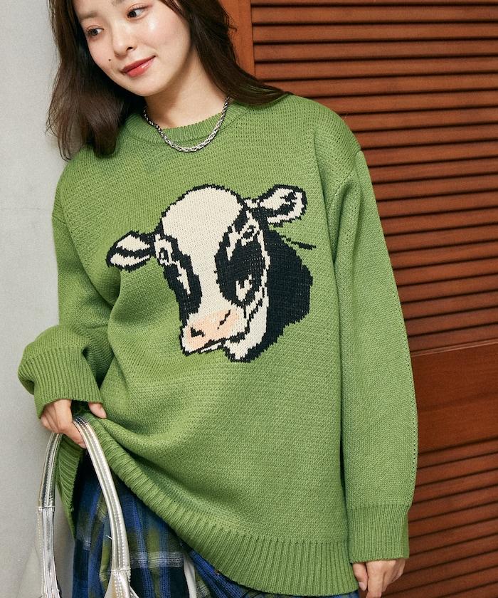 動物提花寬鬆針織衫