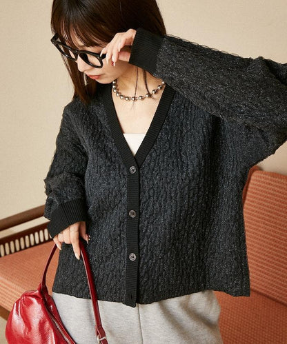 亮片透視提花針織開衫