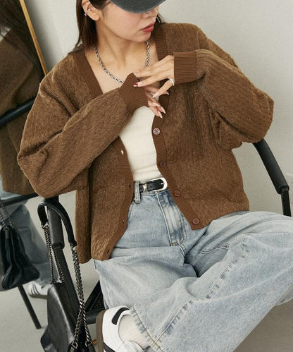 亮片透視提花針織開衫