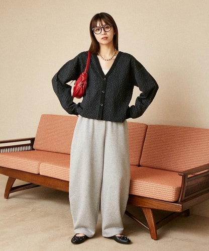 亮片透視提花針織開衫