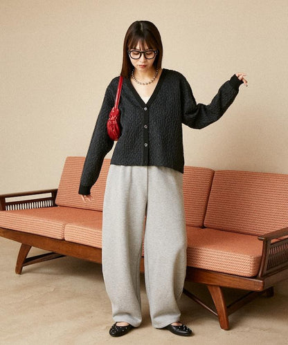 亮片透視提花針織開衫