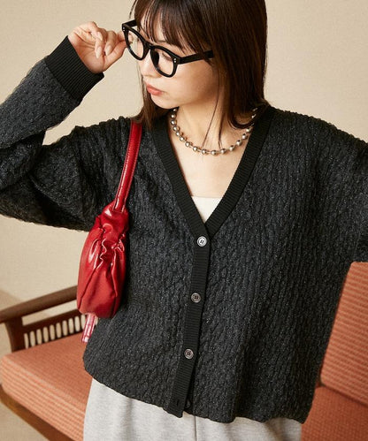 亮片透視提花針織開衫