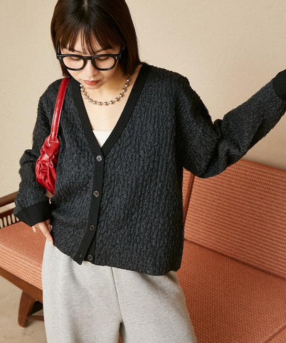 亮片透視提花針織開衫