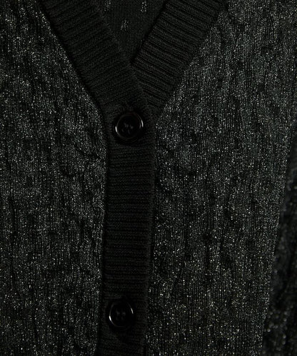 亮片透視提花針織開衫