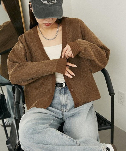 亮片透視提花針織開衫