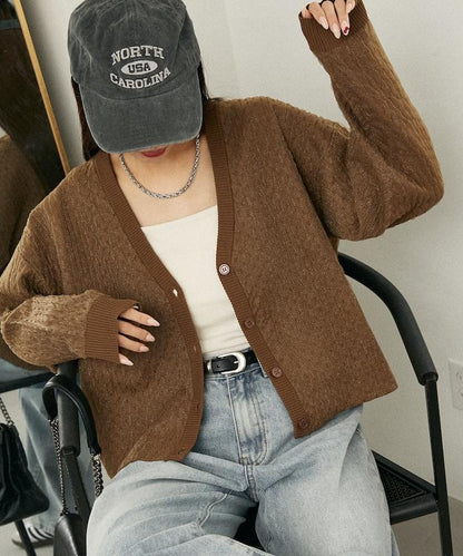 亮片透視提花針織開衫