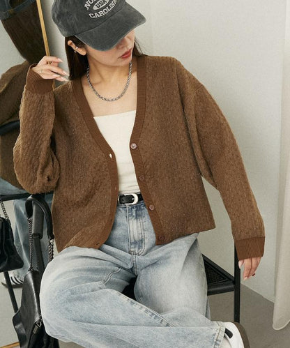 亮片透視提花針織開衫