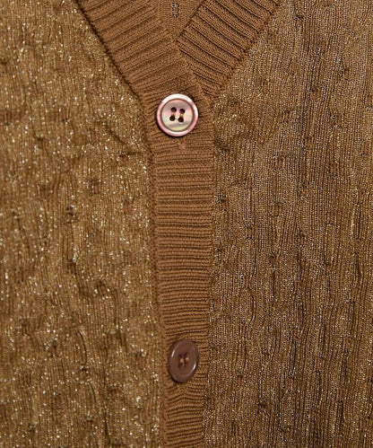 亮片透視提花針織開衫