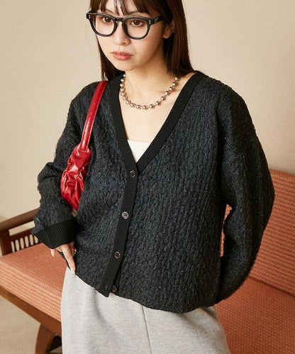 亮片透視提花針織開衫