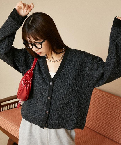 亮片透視提花針織開衫