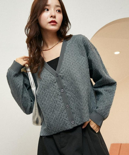 亮片透視提花針織開衫