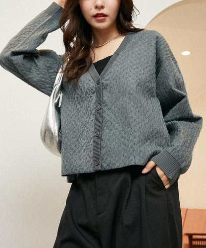 亮片透視提花針織開衫