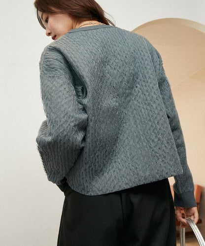 亮片透視提花針織開衫