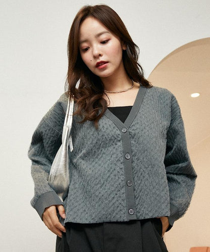 亮片透視提花針織開衫