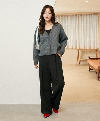 亮片透視提花針織開衫