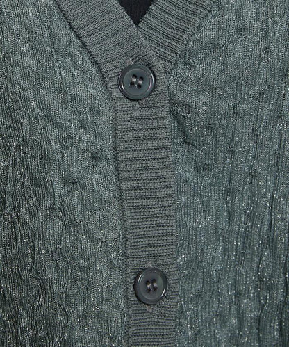 亮片透視提花針織開衫