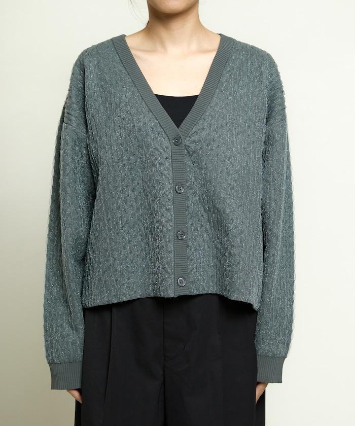 亮片透視提花針織開衫