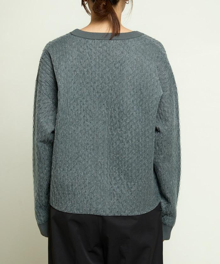 亮片透視提花針織開衫