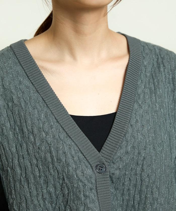 亮片透視提花針織開衫